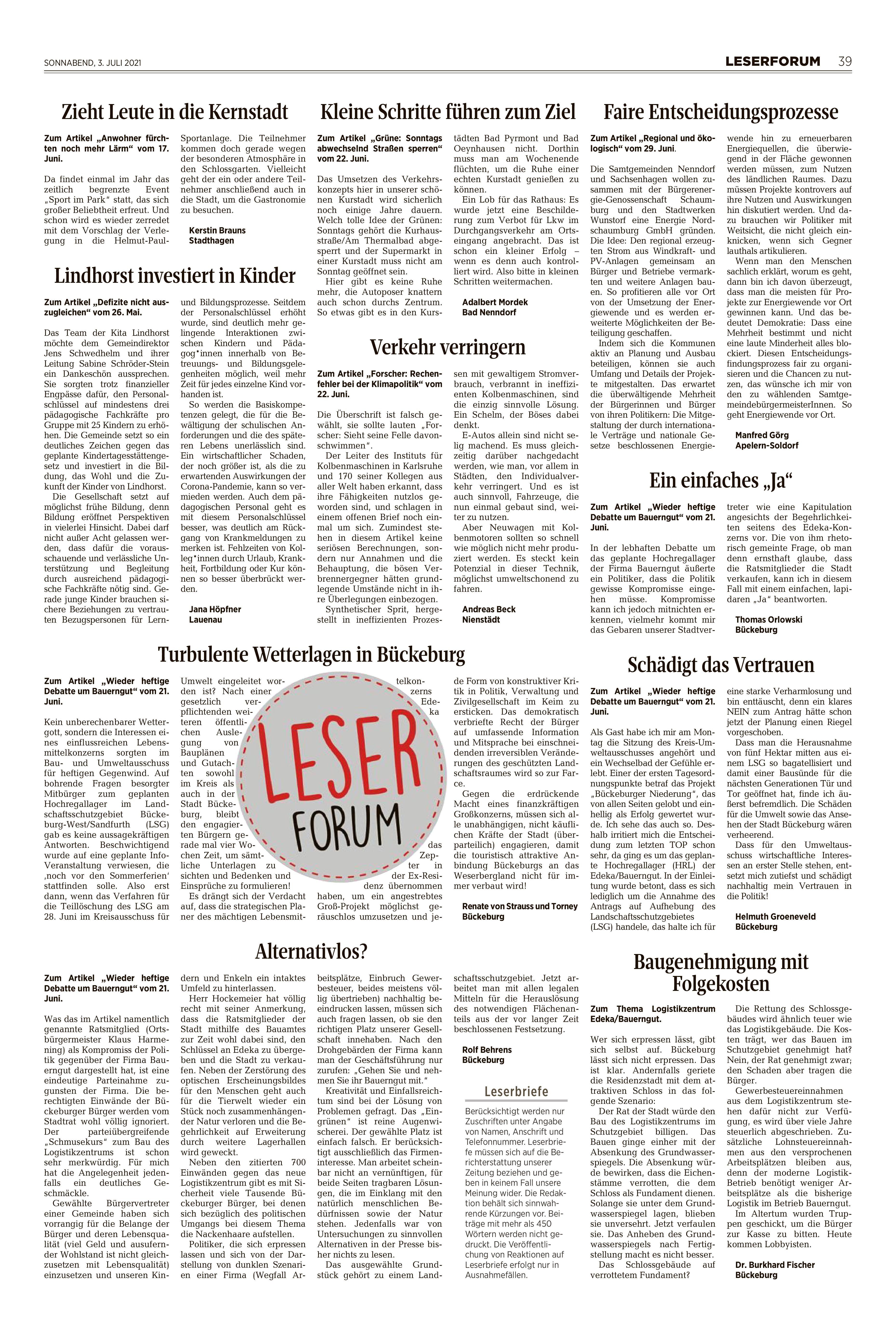 Tageszeitung 2016 E Paper Ausgabe 150158   Schaumburger Nachrichten Samstag, 3 Juli 2021 002