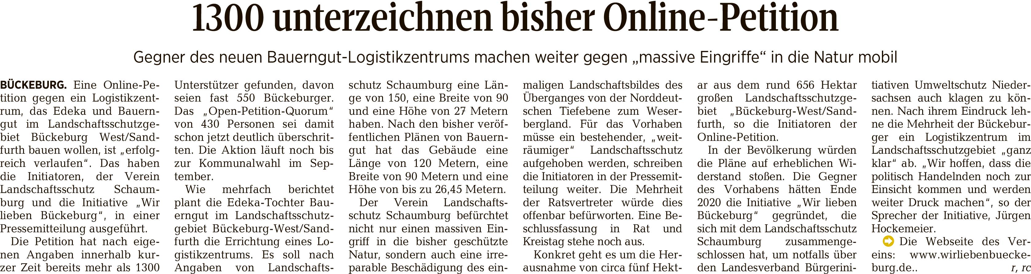 Tageszeitung 2016 150158   Schaumburger Nachrichten 01072021 b petition2906b 001